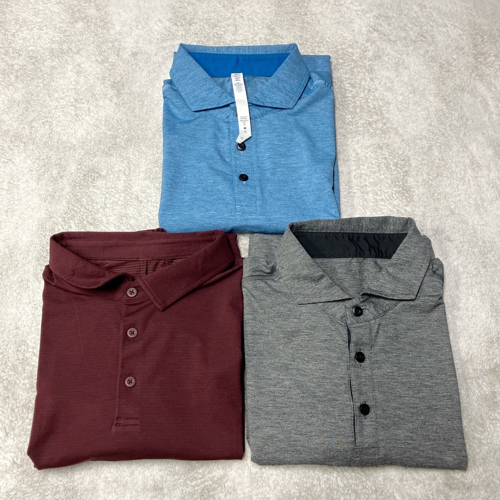 Lululemon Evolution Polo Shirt Lot of 3 Blue Maroon Gray Golf Mens Large